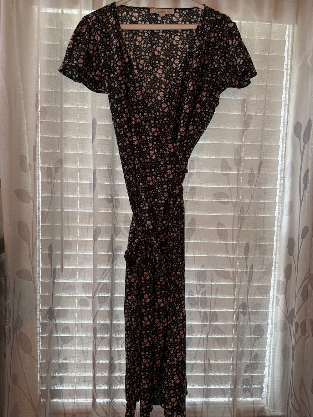 LOFT Black Floral Maxi Dress